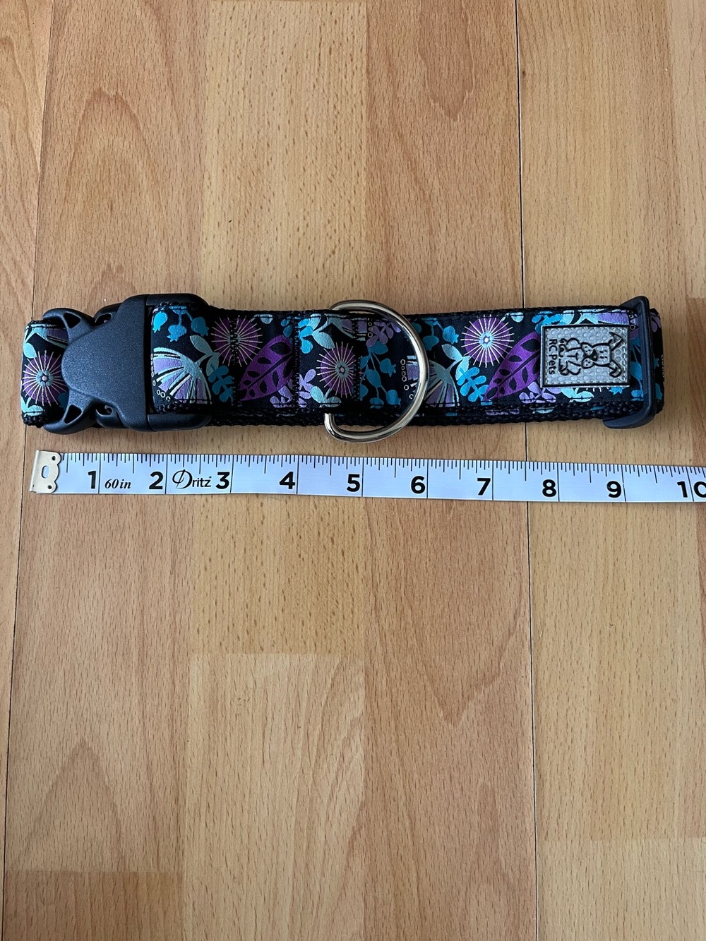 Vibrant Floral Pet Collar in Teal and Purple - Picture 4 of 6